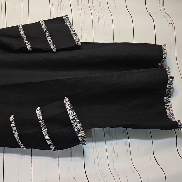 For Cynthia Black Dress Fringe Trim Bell Sleeve Black Dress, SIZE M - Picture 3 of 7